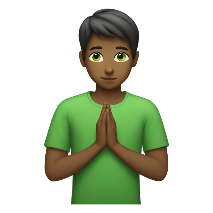 Green-eyed boy praying sticker