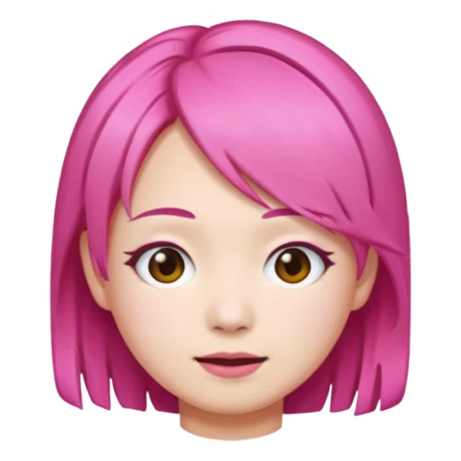 asian emoji face withpink hair  sticker