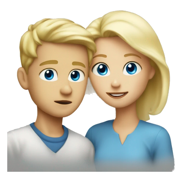 blonde blue eye boy looking at blond blue eyed mom sticker
