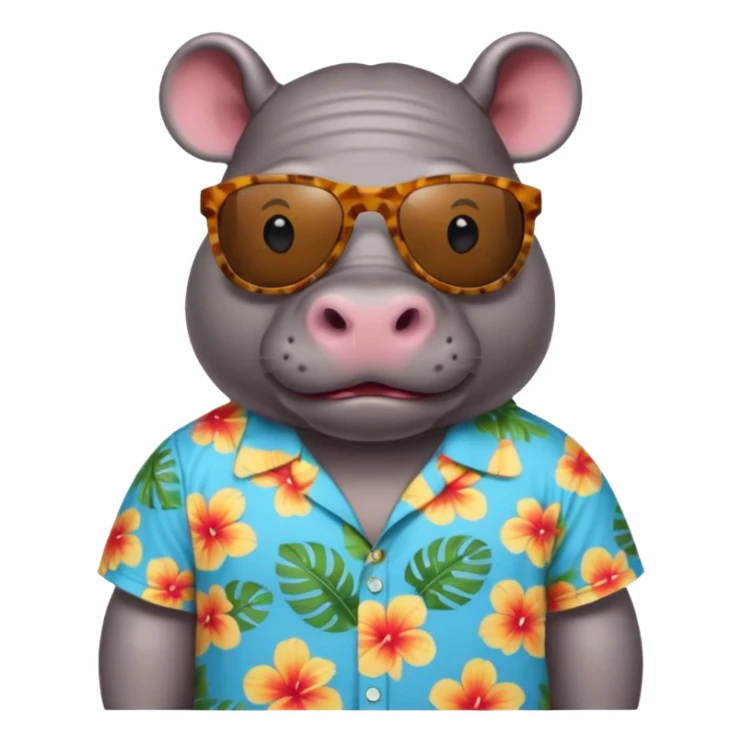 hippo with aloha shirt wearing sunglasses sticker
