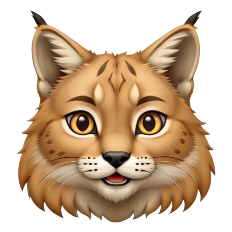 Cinematic-realistic cute-Lynx-Portrait-Emoji – Head tilted dramatically with an exaggeratedly amused expression, featuring a thick, tufted golden-brown coat with striking black ear tufts, wide, expressive amber eyes filled with playful disbelief zoomed out showing shoulders sticker