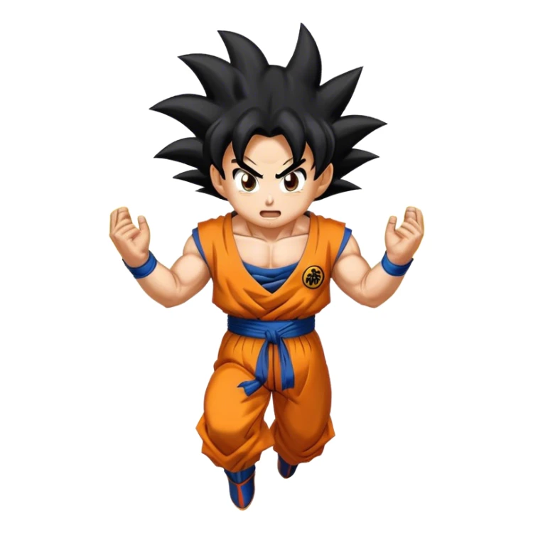 A Goku Emoji Going Super Saiyan with an aura around him sticker