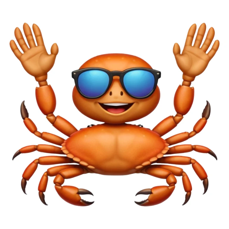 Alaska crab are moving wearing a sunglass and say hi sticker