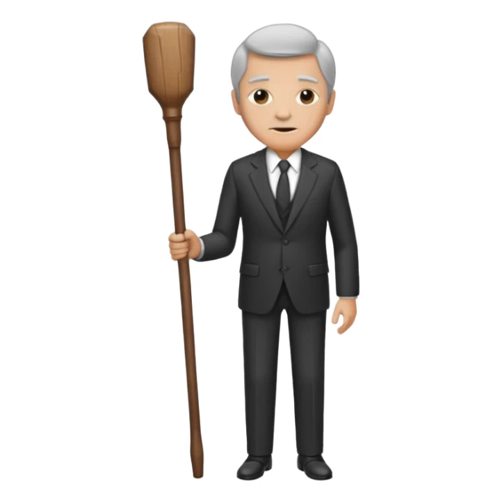 Give me a suit with pants and a wooden old age stick  sticker
