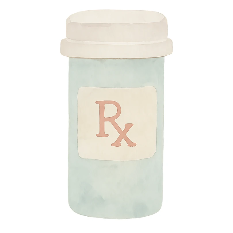 prescription bottle, watercolor style sticker