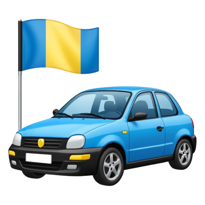 black car with a Ukraine flag sticker on its side sticker