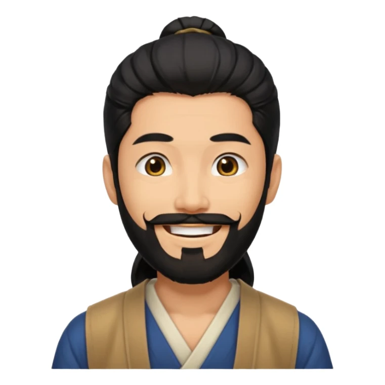 japanese man emoji with black beard and black long hair sticker
