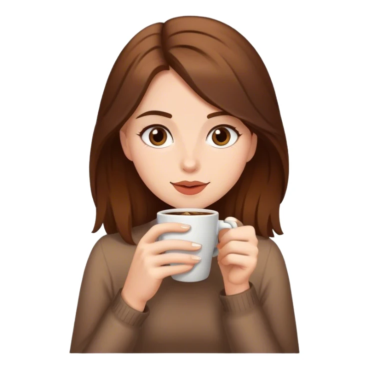 girl with brown hair is drinking coffee  sticker