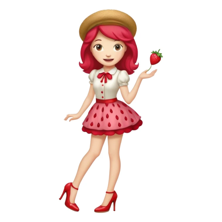 pretty and cute realistic modern day strawberry shortcake full body with high heels sticker