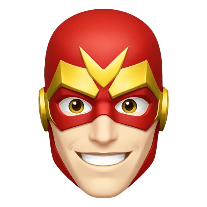 smiling face of The Flash superhero with red mask and yellow accents sticker