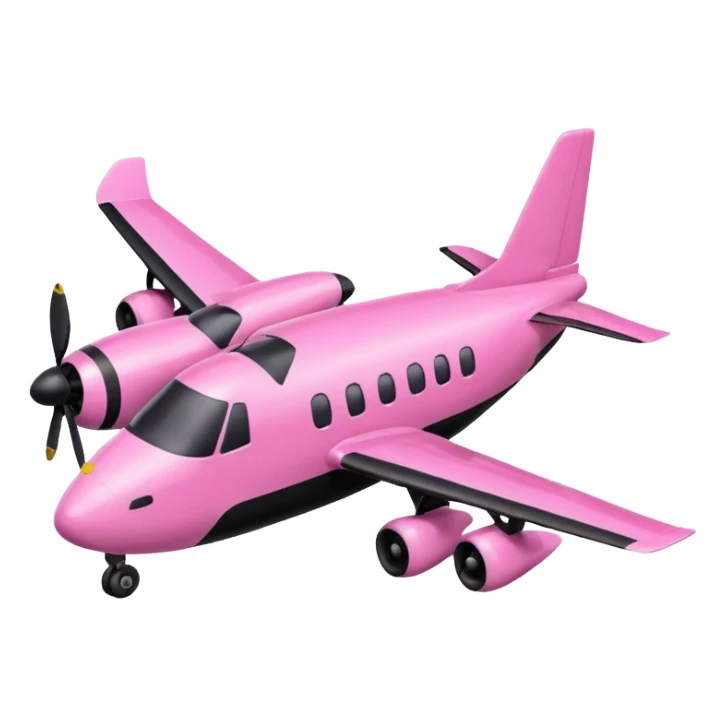 genera un aereo rosa e nero con le orecchie da cane nere e con i vetri che hanno dei riflessi rosa sticker