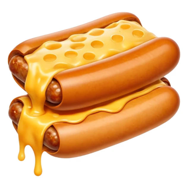 make a picture of a sausage that has been cut in half and melted cheese comes out from inside the sausage sticker
