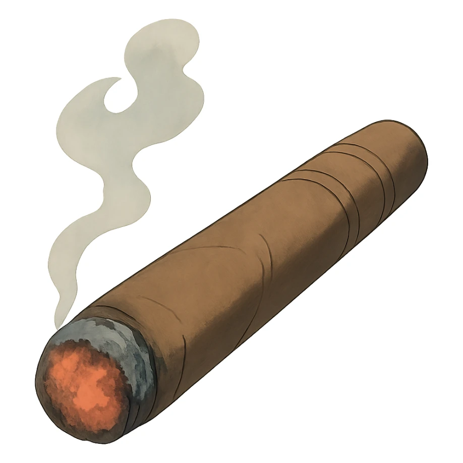ghibli style lit cigar with soft shading and smoke sticker