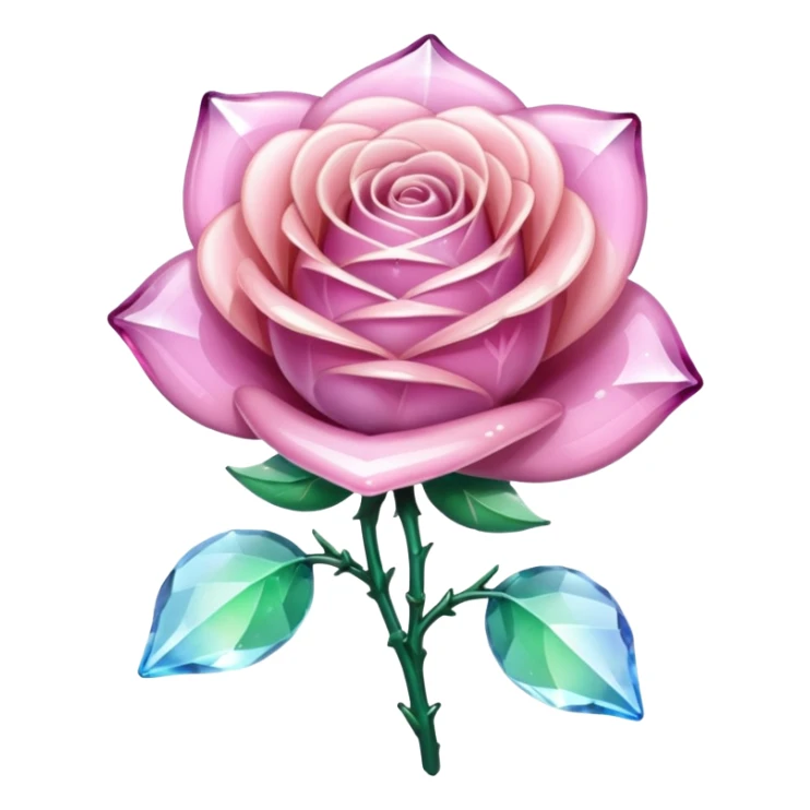 Sparkly glossy Pastel  glass crystal rose flower  sticker