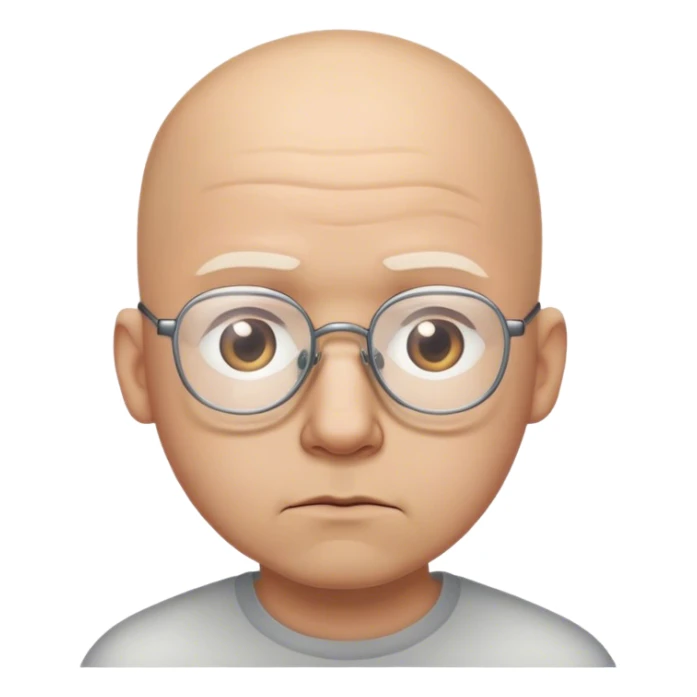 a sad man who is bald with glasses sticker