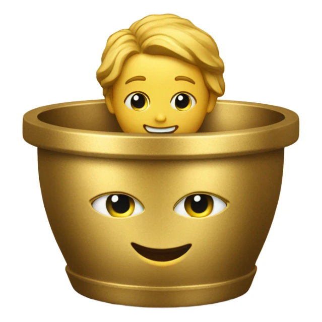 a golden photos in a pot sticker