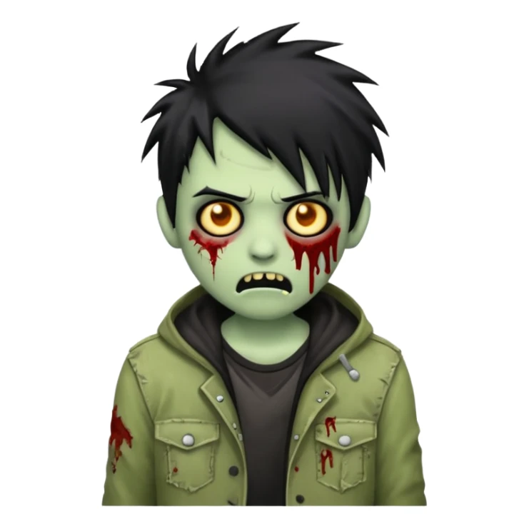Zombie emoji with spike emo black hair  sticker