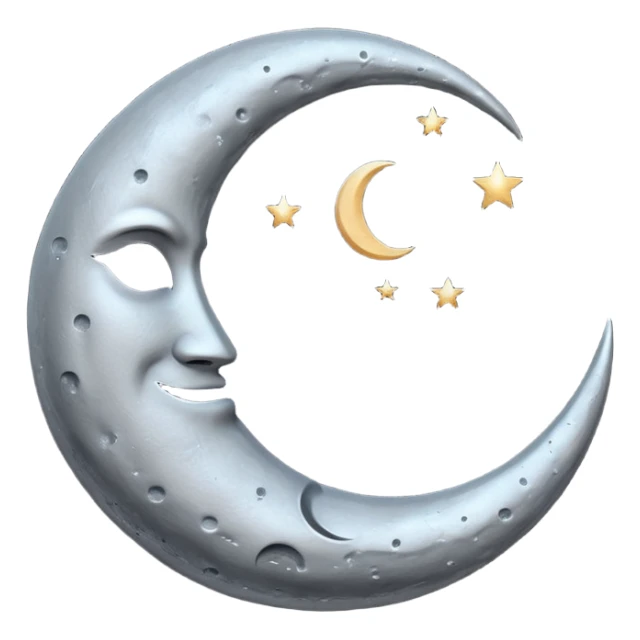 
iOS style emoji, minimal crescent, dark fantasy moon, flat sticker