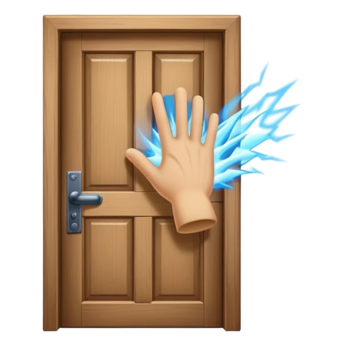 A closed door with a hand knocking on it. Because success isn’t about waiting—it’s about knocking until someone answers.blue power magic on knocking sticker