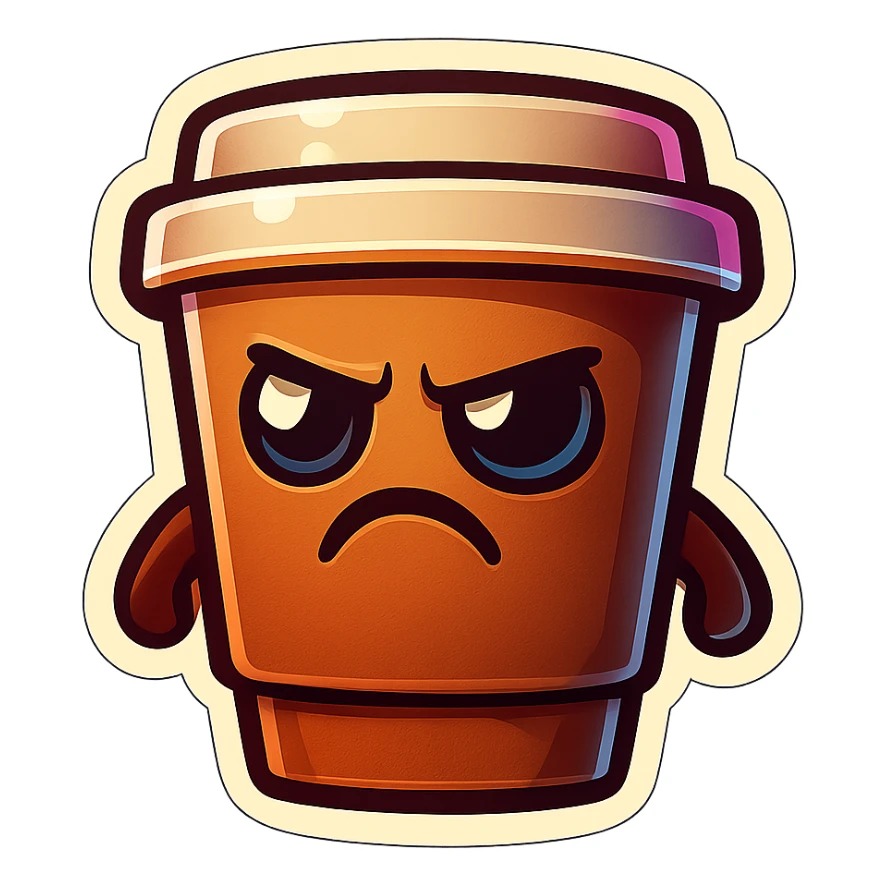 Tall coffee cup, annoyed, disturbed, disgusted sticker