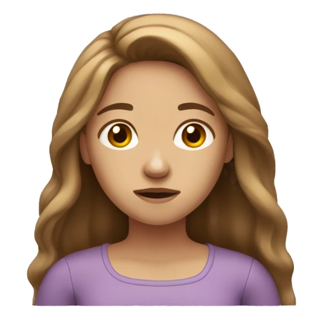 Make 2 emoji: 1. A light-skinned girl with long brown hair, looking stressed.
 sticker
