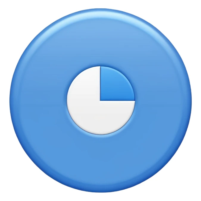 Blue circle with irregularities on it on it is boundaries and it should have a white tick no face sticker