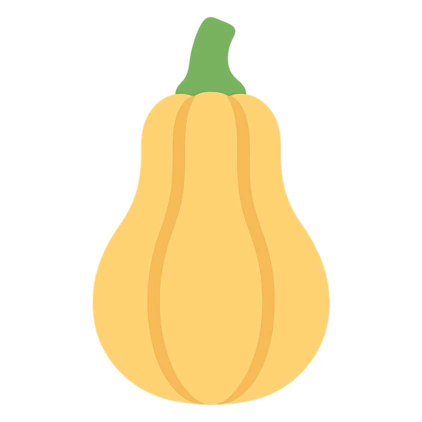 colored icon of a squash fruit with green stem and yellow-orange body sticker