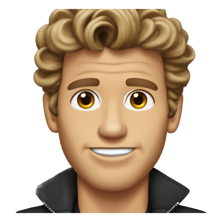 Jeff conaway grease with brown hair curled in middle of forehead  sticker