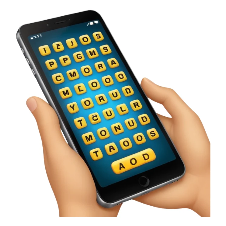 a phone showing a word game being played on it  sticker