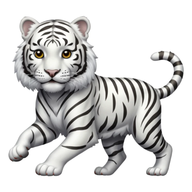 A white tiger pouncing at the screen with silver accsents  sticker
