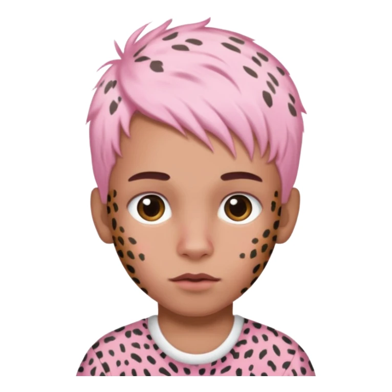 boy with baby pink leopard print hair ￼ sticker