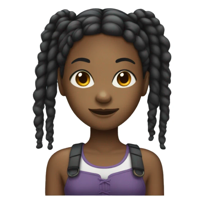 black girl with two dreadlocks pigtails sticker