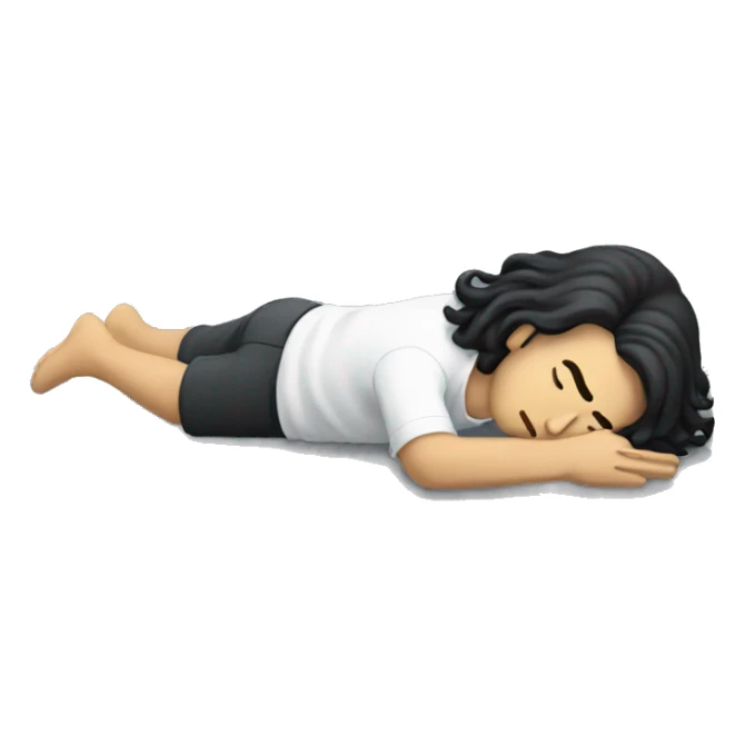 Black long haired white man lying supine unconscious on the ground sticker