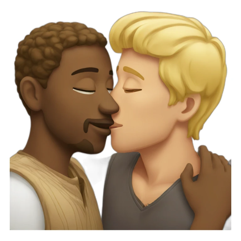 Hungarian blond man kissing African man sticker