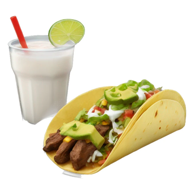 tacos de asada with an horchata sticker
