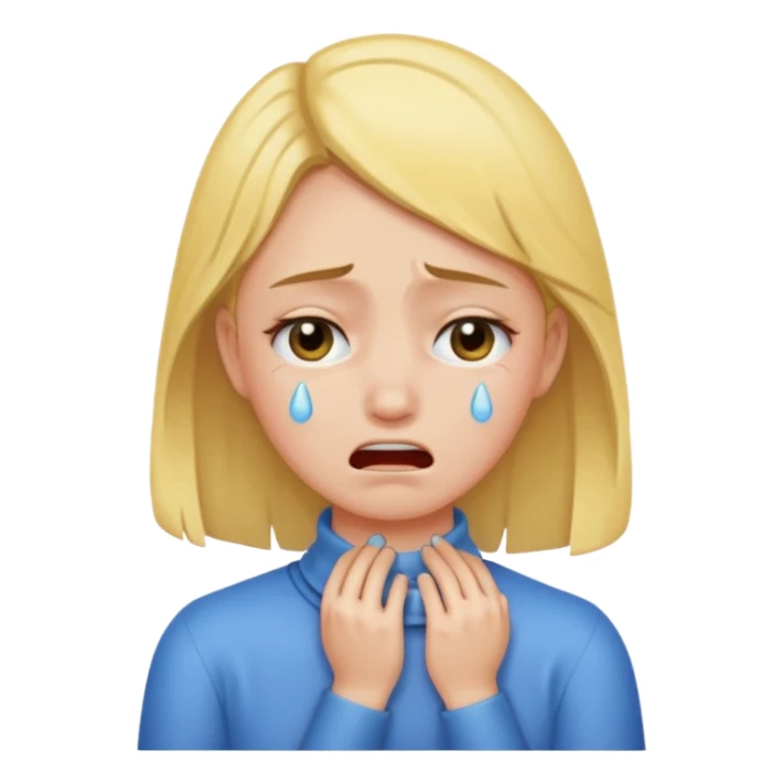 A girl holding her neck hard while crying  sticker