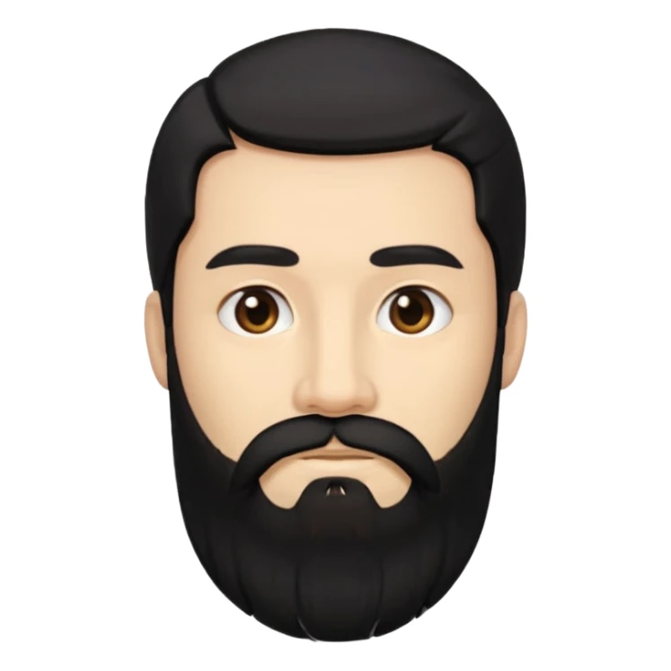 middle length black hair man with long beard sticker