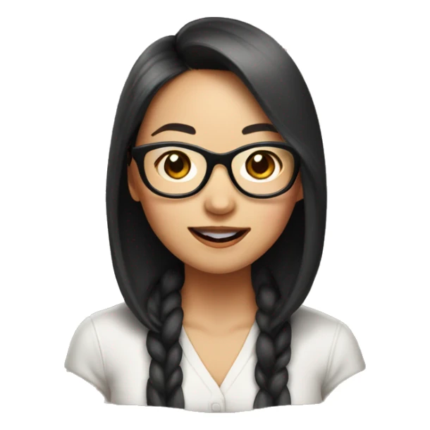 asian woman with glasses beautiful blush tongue out sticker