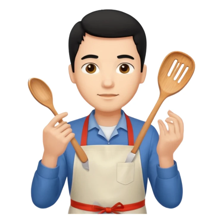 man black hair light skin tone cooking sticker