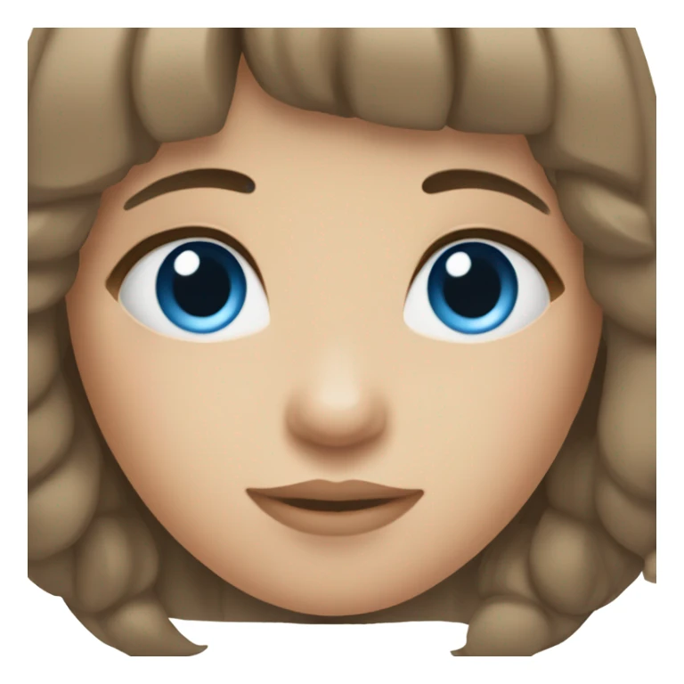 Girl with brown hair and bangs and blue eyes sticker
