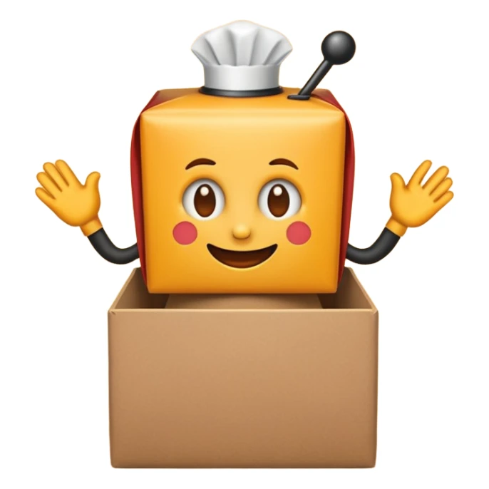 Create an emoji I DONT WANT IT TO BE A JACK IN THE BOX, imagine it is a round face with hands turning a jack in the box that isnt actually there sticker