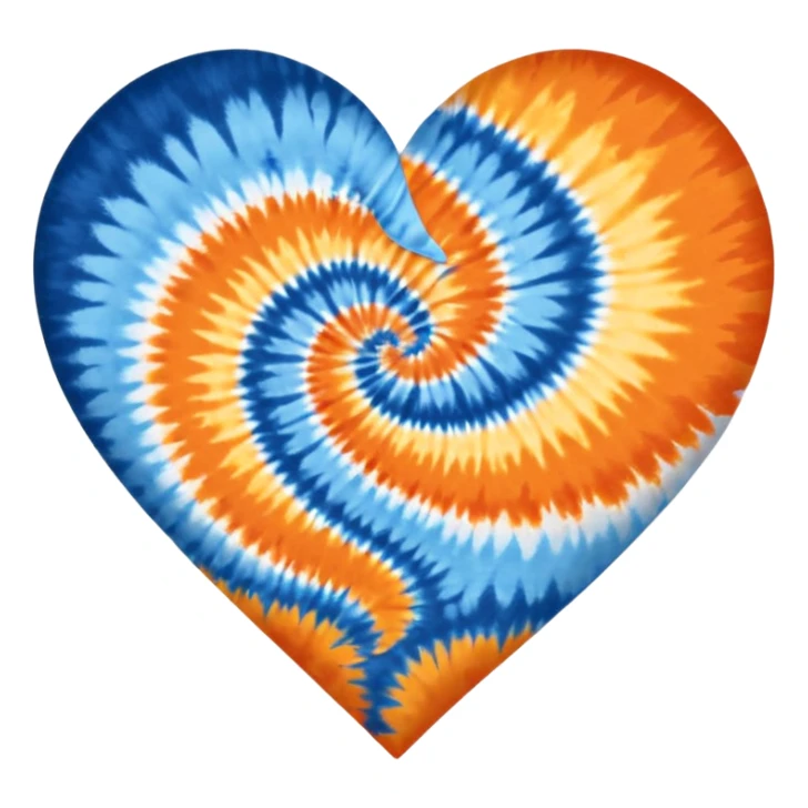 Orange and blue tie dye heart sticker