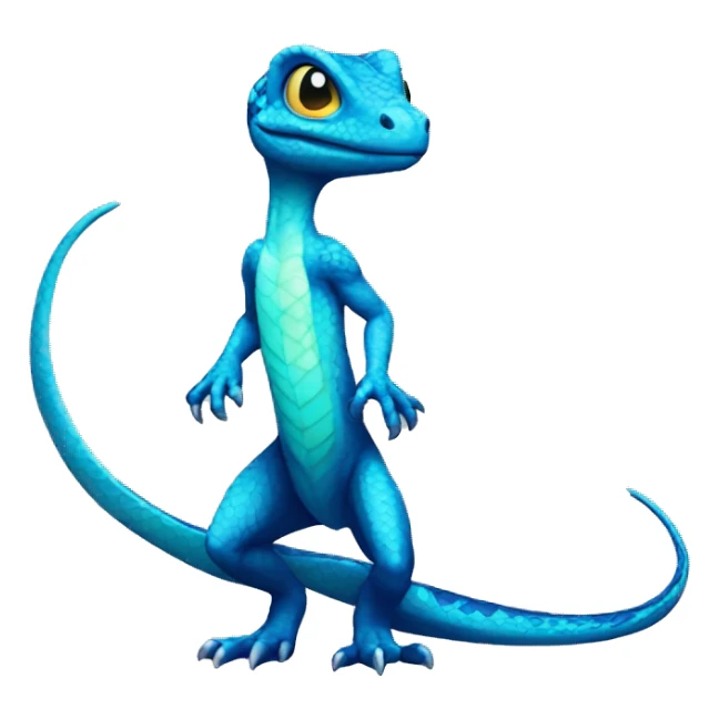 Cyan Shiny Lizard-Reptile-Raptor-Fakémon with dark-blue patterns Full Body sticker