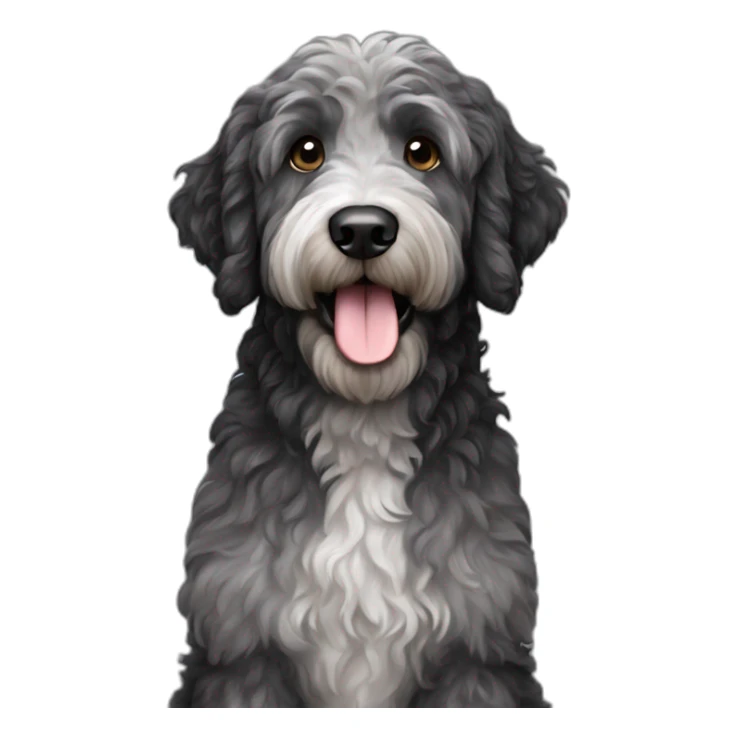 Black dark grey merle black labradoodle sticker