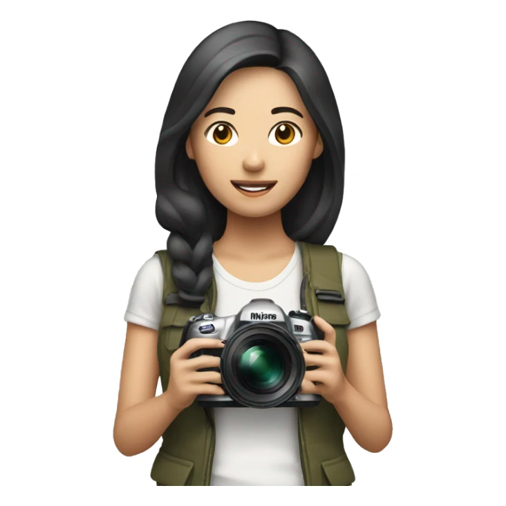 asian woman holding a nikon camera sticker