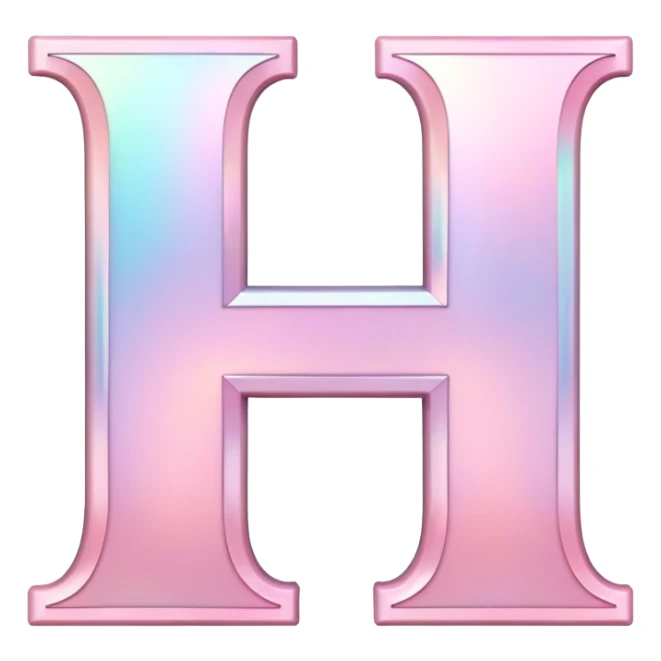 Iridescent pastel pink romantic formal elegant sophisticated Font setting icon with letter H sticker