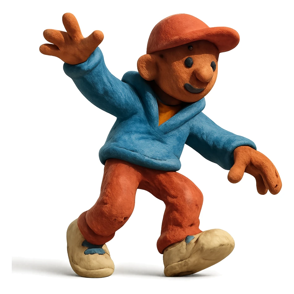 claymation style playful hiphop dancer sticker