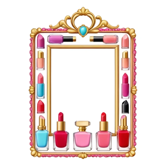 Delicate photo frame made from lipsticks and perfume bottles  sticker