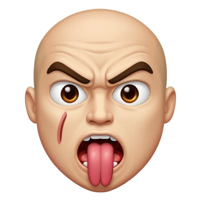 an angry face with his tounge sticking out sticker