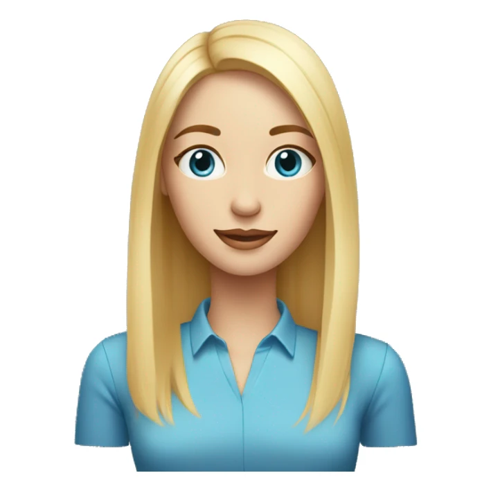 blond straight medium length hair thin woman with blue eyesholding book sticker